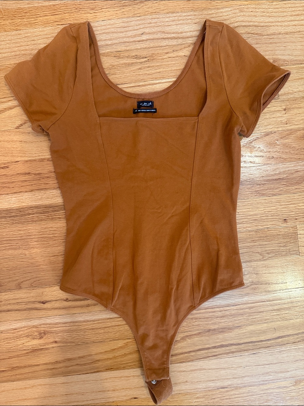 Urban Outfitters Scoop Neck Short Sleeve Bodysuit - Rust